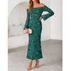 image:imageZESICA Womens Fall Off Shoulder Floral Wedding Guest Maxi DressesGreen