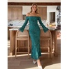 image:imageZESICA Womens Fall Off Shoulder Floral Wedding Guest Maxi DressesGreen