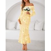 image:imageZESICA Womens Fall Off Shoulder Floral Wedding Guest Maxi DressesLightyellow