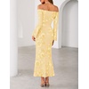image:imageZESICA Womens Fall Off Shoulder Floral Wedding Guest Maxi DressesLightyellow