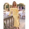 image:imageZESICA Womens Fall Off Shoulder Floral Wedding Guest Maxi DressesLightyellow