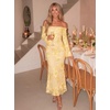 image:imageZESICA Womens Fall Off Shoulder Floral Wedding Guest Maxi DressesLightyellow