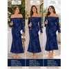 image:imageZESICA Womens Fall Off Shoulder Floral Wedding Guest Maxi DressesNavy