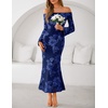 image:imageZESICA Womens Fall Off Shoulder Floral Wedding Guest Maxi DressesNavy