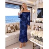 image:imageZESICA Womens Fall Off Shoulder Floral Wedding Guest Maxi DressesNavy