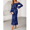 image:imageZESICA Womens Fall Off Shoulder Floral Wedding Guest Maxi DressesNavy