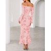 image:imageZESICA Womens Fall Off Shoulder Floral Wedding Guest Maxi DressesPink