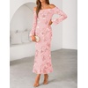 image:imageZESICA Womens Fall Off Shoulder Floral Wedding Guest Maxi DressesPink