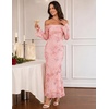 image:imageZESICA Womens Fall Off Shoulder Floral Wedding Guest Maxi DressesPink
