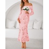 image:imageZESICA Womens Fall Off Shoulder Floral Wedding Guest Maxi DressesPink
