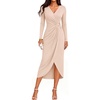 image:imageZESICA Womens Fall Long Sleeve Wrap Bodycon Cocktail Party DressesApricot