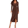 image:imageZESICA Womens Fall Long Sleeve Wrap Bodycon Cocktail Party DressesBrown