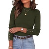 image:imageZESICA Womens Fall Mock Neck Long Sleeve Shirts Business Casual TopsArmygreen