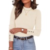 image:imageZESICA Womens Fall Mock Neck Long Sleeve Shirts Business Casual TopsBeige