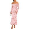 image:imageZESICA Womens Fall Off Shoulder Floral Wedding Guest Maxi DressesPink
