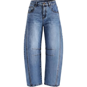 image:imageZESICA 2026 Barrel Jeans for Women Trendy Wide Leg PantsMid Blue