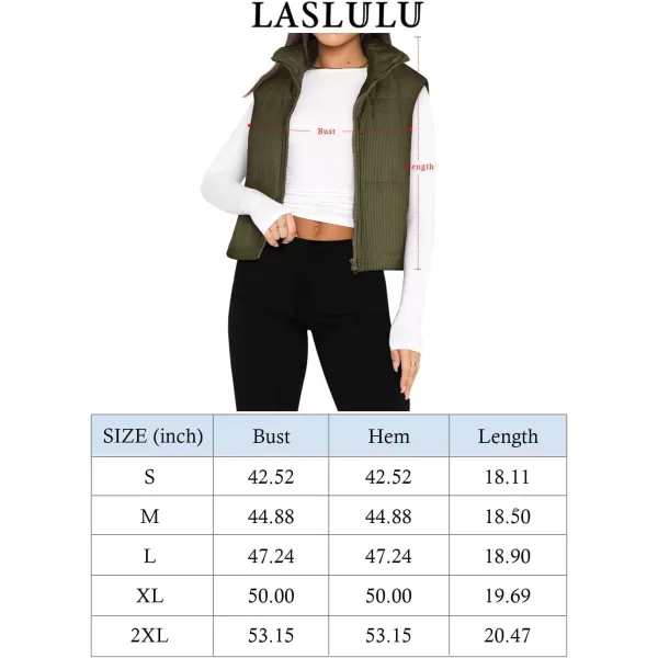 LASLULU Winter Cropped Puffer Vest Corduroy Lightweight Sleeveless Warm Outerwear Puffer Zip Up Jackets Sweater Coat PocketsBlack