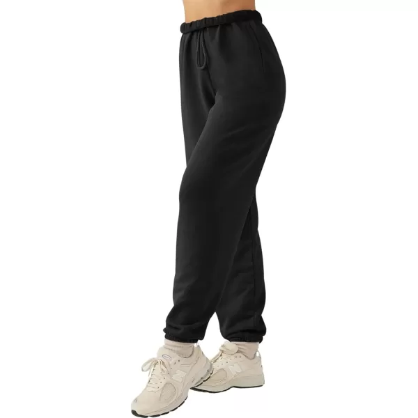 LASLULU Womens Fleece Sweatpants High Waisted Joggers Pants Athletic Lounge Trousers with PocketsBlack