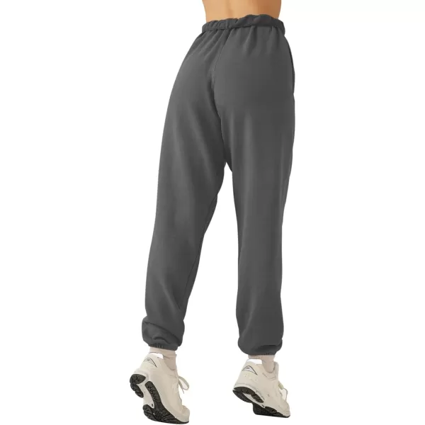 LASLULU Womens Fleece Sweatpants High Waisted Joggers Pants Athletic Lounge Trousers with PocketsGrey