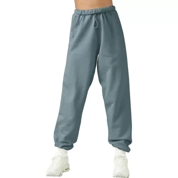 LASLULU Womens Fleece Sweatpants High Waisted Joggers Pants Athletic Lounge Trousers with PocketsGrey Blue