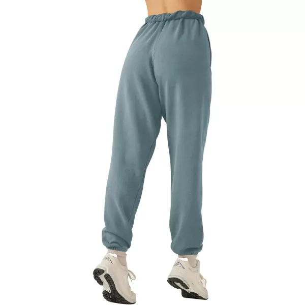 LASLULU Womens Fleece Sweatpants High Waisted Joggers Pants Athletic Lounge Trousers with PocketsGrey Blue