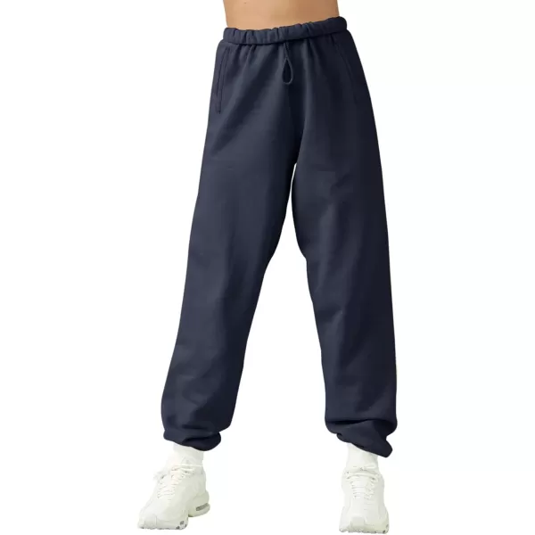 LASLULU Womens Fleece Sweatpants High Waisted Joggers Pants Athletic Lounge Trousers with PocketsNavy Blue