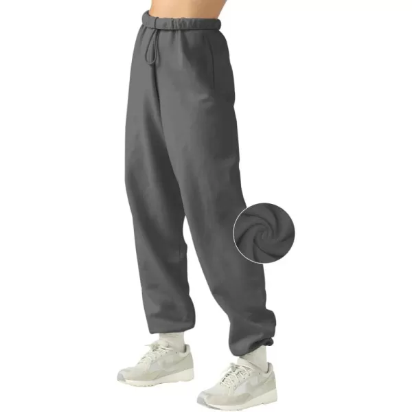 LASLULU Womens Fleece Sweatpants High Waisted Joggers Pants Athletic Lounge Trousers with PocketsGrey