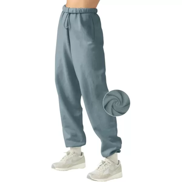 LASLULU Womens Fleece Sweatpants High Waisted Joggers Pants Athletic Lounge Trousers with PocketsGrey Blue