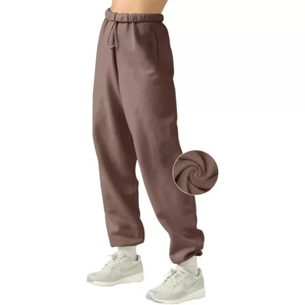 LASLULU Womens Fleece Sweatpants High Waisted Joggers Pants Athletic Lounge Trousers with PocketsLight Coffee