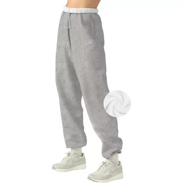 LASLULU Womens Fleece Sweatpants High Waisted Joggers Pants Athletic Lounge Trousers with PocketsLight Grey