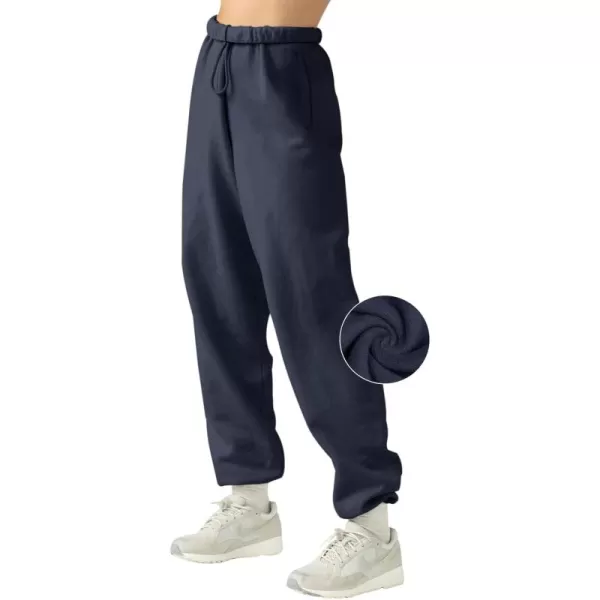 LASLULU Womens Fleece Sweatpants High Waisted Joggers Pants Athletic Lounge Trousers with PocketsNavy Blue