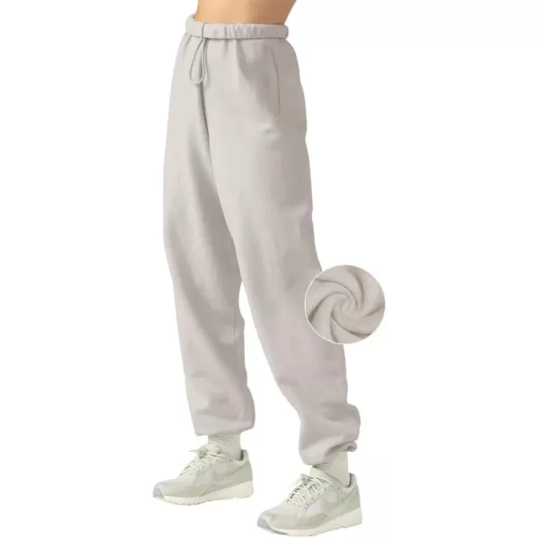 LASLULU Womens Fleece Sweatpants High Waisted Joggers Pants Athletic Lounge Trousers with PocketsOffwhite