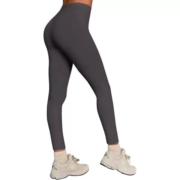 LASLULU High Waisted Workout Leggings for Women 27quot Double Seamed Buttery Soft Compression Leggings Yoga Workout PantsDark Grey