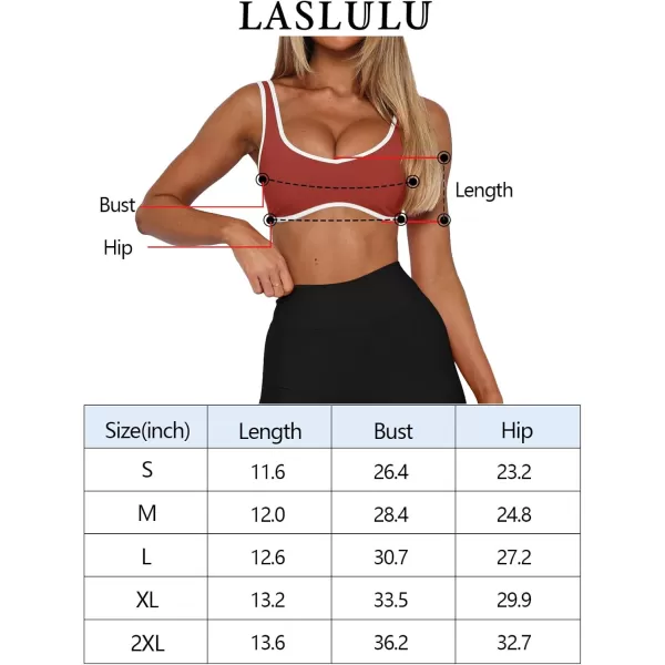 LASLULU Sexy Sports Bras for Women V Neck Sleeveless Padded Bra Workout Yoga Bra Crop TopRusty Red