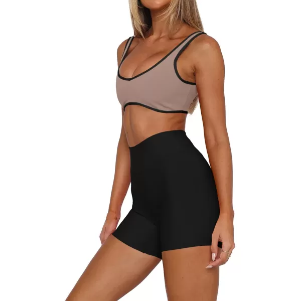 LASLULU Sexy Sports Bras for Women V Neck Sleeveless Padded Bra Workout Yoga Bra Crop TopSienna