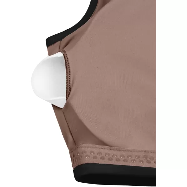LASLULU Sexy Sports Bras for Women V Neck Sleeveless Padded Bra Workout Yoga Bra Crop TopSienna