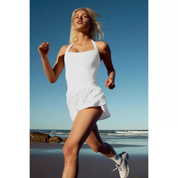 LASLULU Womens Athletic Workout Romper Square Neck Summer Running Exercise Jumpsuits One Piece Outfits Gym Yoga ClothesWhite