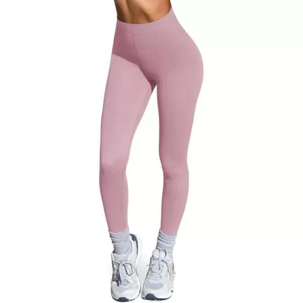 LASLULU High Waisted Workout Leggings for Women 27quot Double Seamed Buttery Soft Compression Leggings Yoga Workout PantsPink