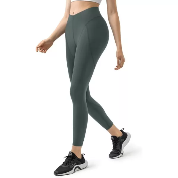 LASLULU VHigh Waist Workout Leggings for Women 26quot Tummy Control Buttery Soft Compression Leggings Yoga Workout PantsForest Green