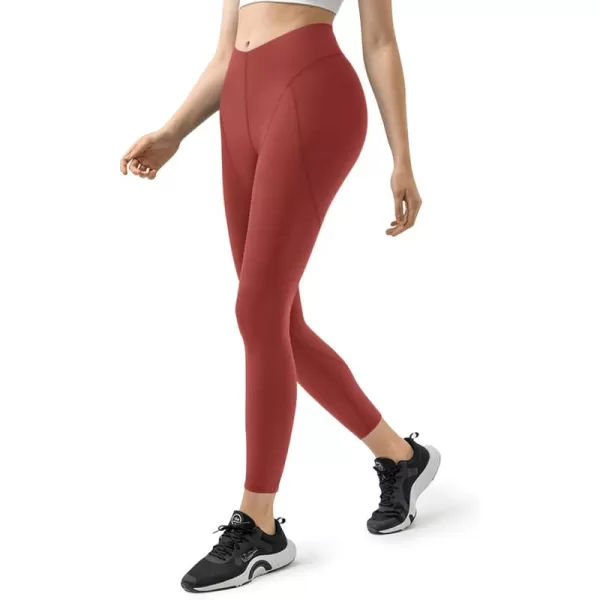 LASLULU VHigh Waist Workout Leggings for Women 26quot Tummy Control Buttery Soft Compression Leggings Yoga Workout PantsRusty Red