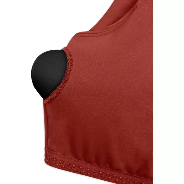 LASLULU Sexy Sports Bras for Women Scoop Neck Sleeveless Padded Bra Workout Yoga Bra Crop TopRusty Red