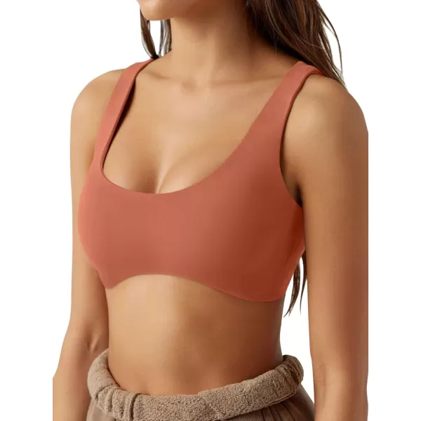 LASLULU Sexy Sports Bras for Women Scoop Neck Sleeveless Padded Bra Workout Yoga Bra Crop TopTopaz