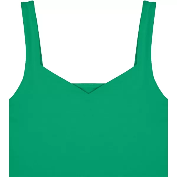 LASLULU Women Medium Impact Sports Bras V Neck Wirefree Workout Crop Tank Tops Gym for Women Built in BraBright Green