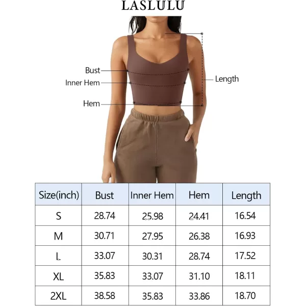 LASLULU Women Medium Impact Sports Bras V Neck Wirefree Workout Crop Tank Tops Gym for Women Built in BraCoffee