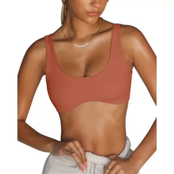 LASLULU Sexy Sports Bras for Women Scoop Neck Sleeveless Padded Bra Workout Yoga Bra Crop TopTopaz