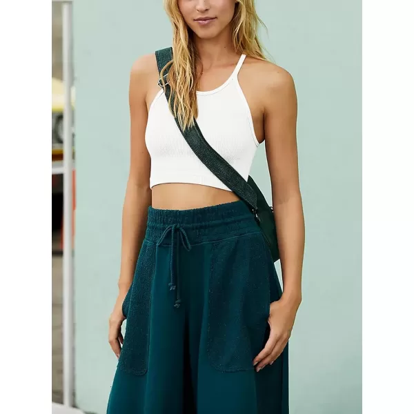 LASLULU Sports Bra for Women Crop Tops Racer Back Tank Tops Longline Workout Yoga Bra Halter Neck Cropped Casual TopsWhiteseamless