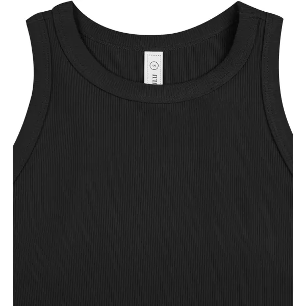 LASLULU Womens Crop Tops Sleeveless Workout Tops Halter Neck Flowy Athletic Shirts Cropped Tank Tops Muscle TankBlack