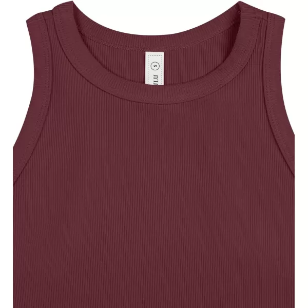 LASLULU Womens Crop Tops Sleeveless Workout Tops Halter Neck Flowy Athletic Shirts Cropped Tank Tops Muscle TankBurgundy