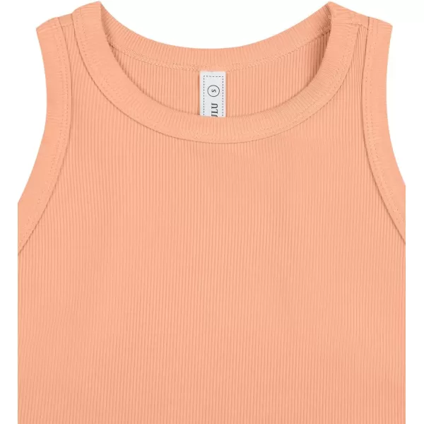 LASLULU Womens Crop Tops Sleeveless Workout Tops Halter Neck Flowy Athletic Shirts Cropped Tank Tops Muscle TankPeach Fuzz