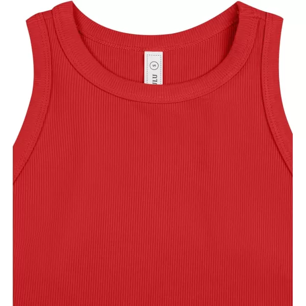 LASLULU Womens Crop Tops Sleeveless Workout Tops Halter Neck Flowy Athletic Shirts Cropped Tank Tops Muscle TankRed